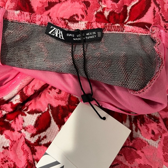 Zara Floral Jacquard Dress. Size S, pink color NWT - Picture 10 of 12